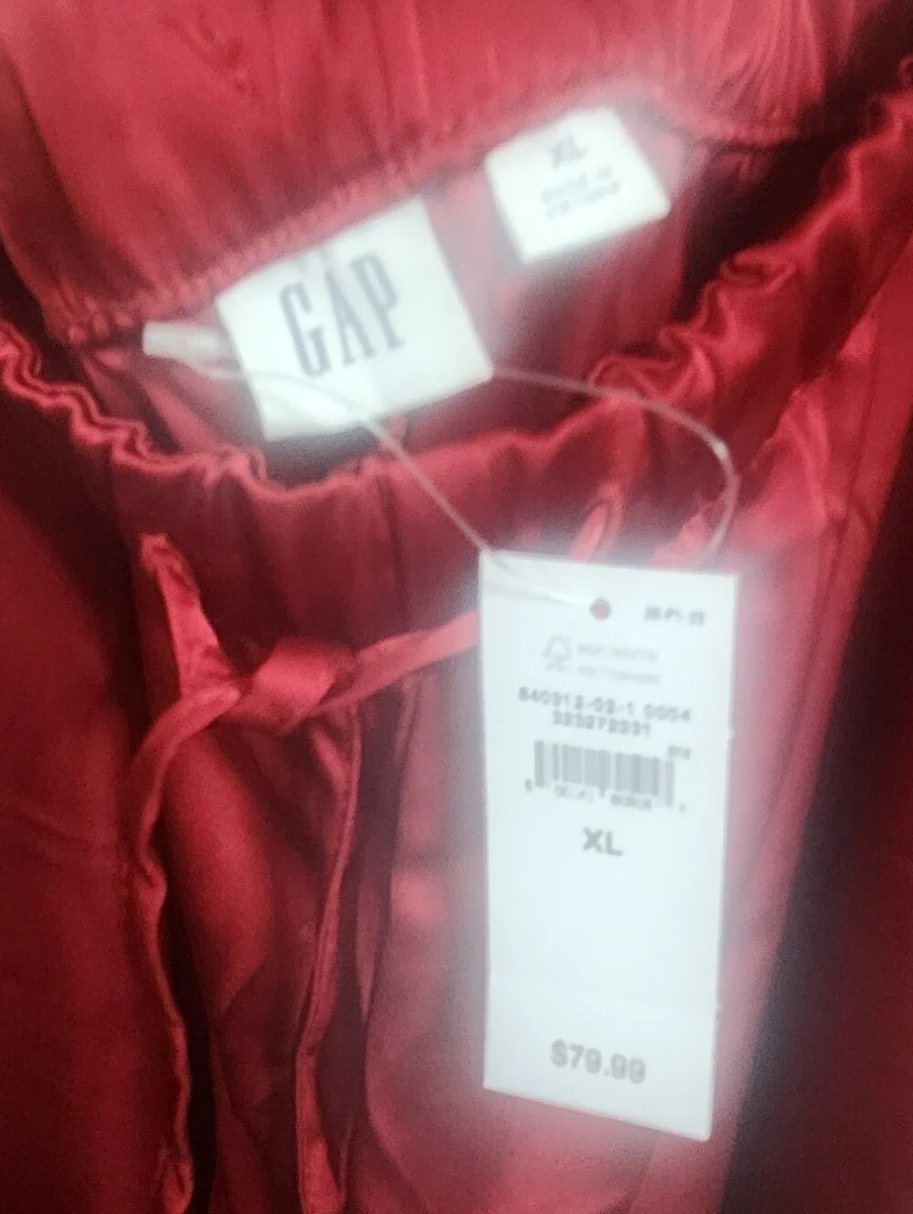 NWT Gap Drawstring Relaxed Red Satin Pants XL